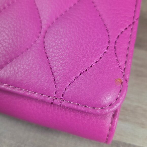 Vera Bradley Magenta Leather Quilted Audrey Wallet - Picture 3 of 13